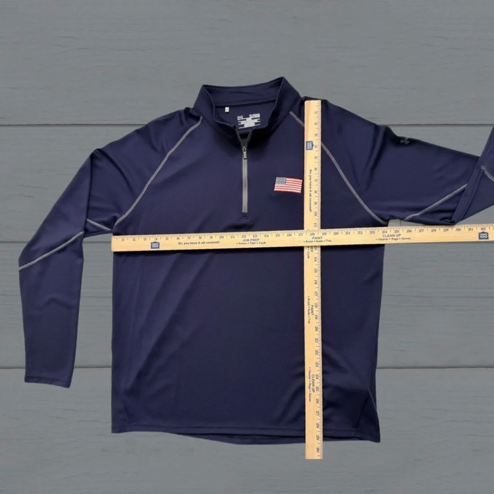 Under Armour XL USA Flag 1/4 Zip Pullover | Loose Fit | Blue Performance Top